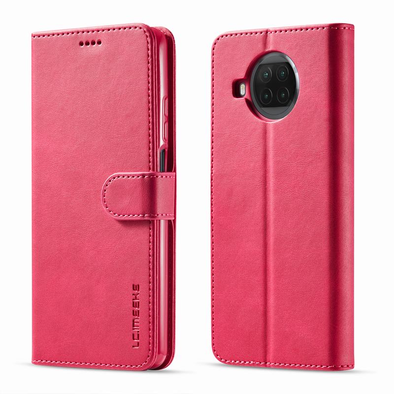 Funda magnética con tapa para Xiaomi Mi 10T Lite 5G, carcasa lujosa de cuero para teléfono móvil: For Xiaomi 10T Pro / Rose Red