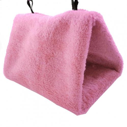Multiple Colour Bird Parrot Triangle Shape Cage House Hanging Nest Bed Hammock Warm Pet Plush Foldable Hanging Safety Supplies: Pink / L