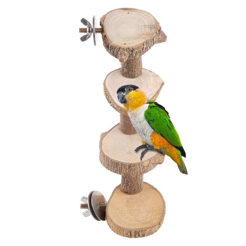 Plateforme de perche en bois pour oiseaux, échelle d&#39;escalade en bois, support d&#39;entraînement, 4 étapes, perroquet, toilettage des ongles, jouet à mâcher, aire de jeu