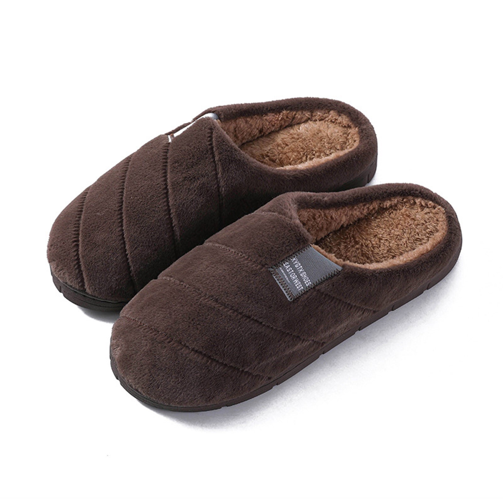 Pantuflas cálidas de invierno para hombre, Zapatillas de casa de felpa suave, antideslizantes para interiores, chanclas para el hogar: CO / 42-43