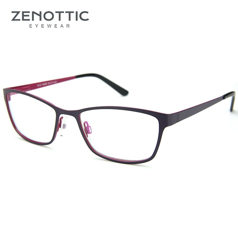 ZENOTTIC-gafas con montura metálica para mujer, a la lentes ópticas cuadradas, gafas graduadas para miopía, Marco BT8018: 002