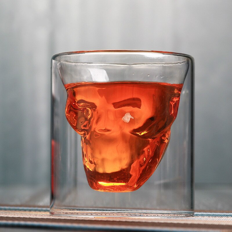 Schedel Schedel Glas Wijn Drinken Glas Crystal Skull Bierglas Persoonlijkheid Bar Creatieve Dubbele Transparante Koffie Glas