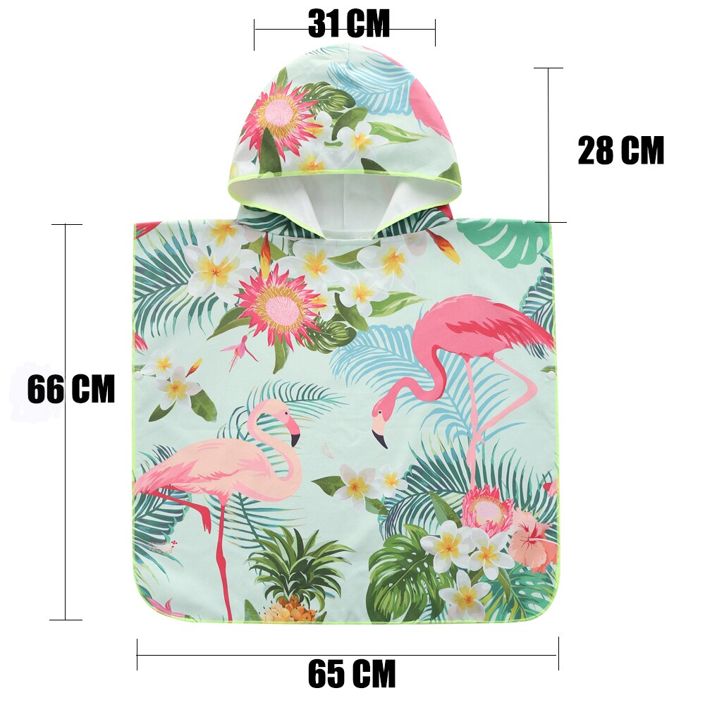 ED-Lumos Toalla de baño con Capucha para niño niña Poncho Playa Infantil Microfibra Albornoz 4-7 años Flamenco Azul