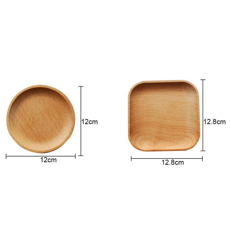 1Pcs Wooden Plate Wood Saucer Fruit Dishes Saucer Tea Tray Dessert Dinner Bread Wood Plate Japanese Style Kitchen Utensils