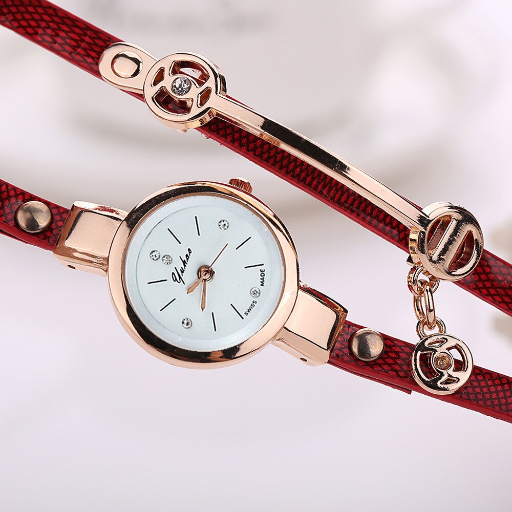 Vrouwen Horloges Casual Armband Horloge Vrouwen Relogio Lederen Rhinestone Analoge Quartz Horloge Klok Vrouwelijke Montre Femme