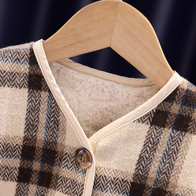 2021 inverno nuovi ragazzi e ragazze moda interna in pile plaid cappotti bambini spessi caldi giacche di lana casual