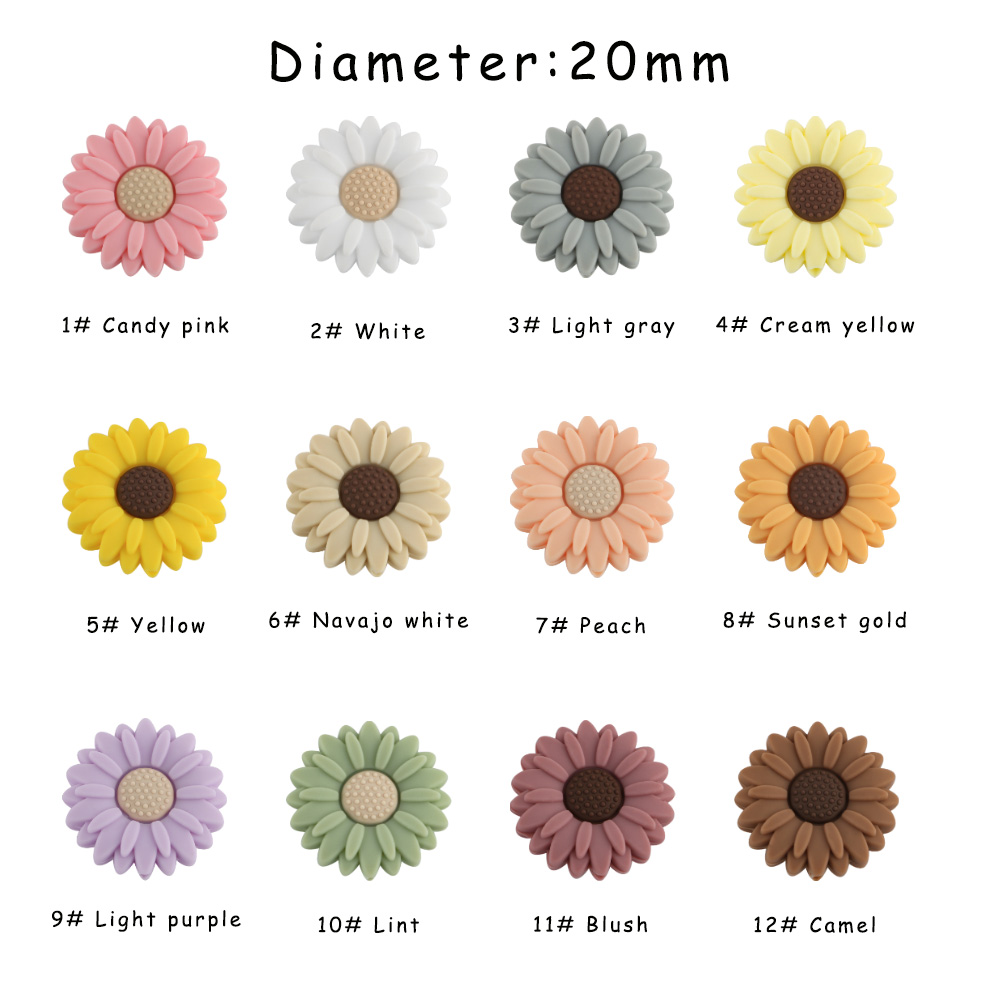 Sunrony 10 Stück Mini Blatt Blume Silikon Perlen für Schmuckherstellung Lebensmittelqualität DIY Schnullerkette Halskette Zubehör Babyspielzeug