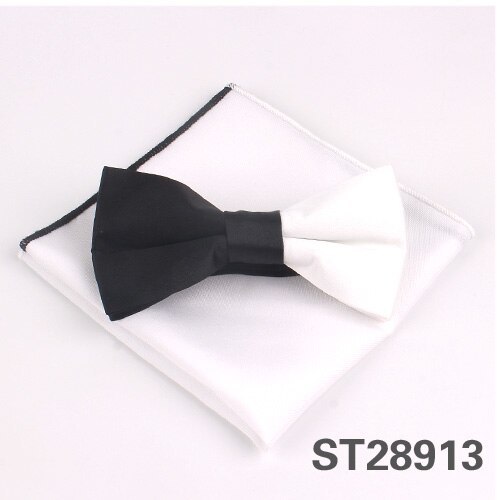 Solid Bowtie and Pocket Square Set Patchwork Bow Tie Suits Hanky Sets For Men Adult Ties Handkerchiefs Towels Scarves: ST28913