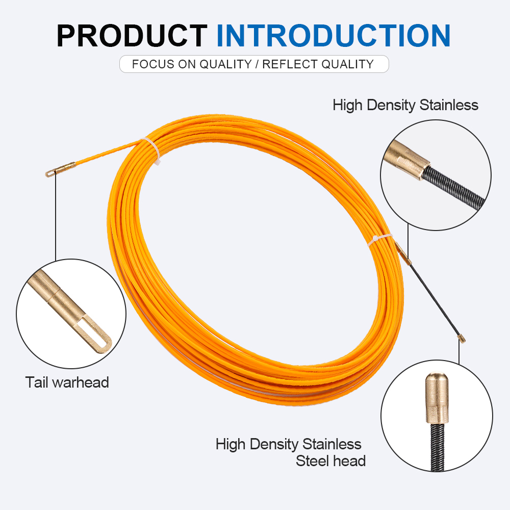 Push-Puller für Glasfaser-Elektrokabel 5m/15m/20m/25m/30m 4mm Kabeltrommel Kanal Schlangen Rodder Fisch band Draht Gewinde hilfe Werkzeug
