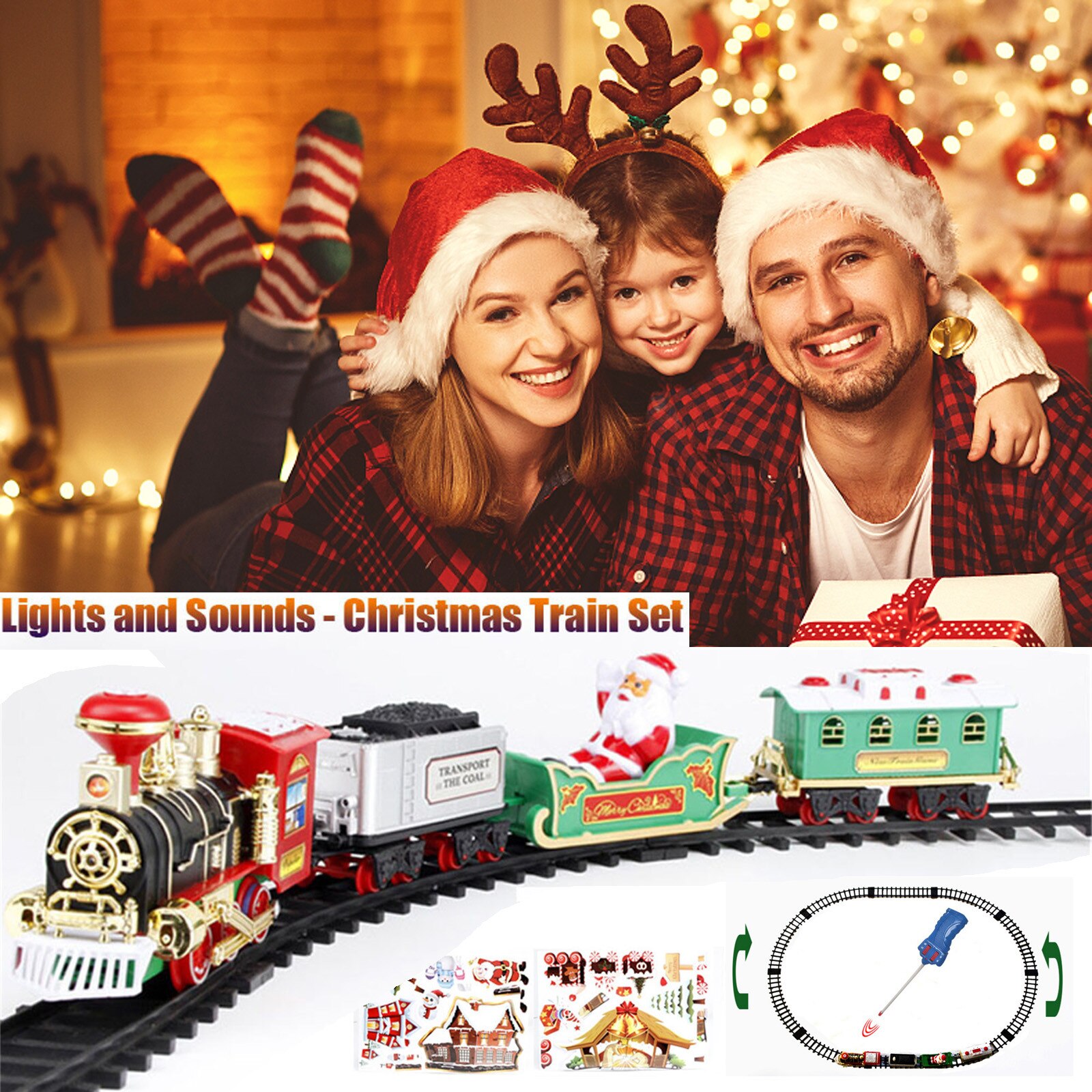 Lichten Geluiden Kerst Trein Set Railway Tracks Speelgoed Xmas Trein Rc Treinen Electrique Speelgoed Voor Kids Trein Modelbouw