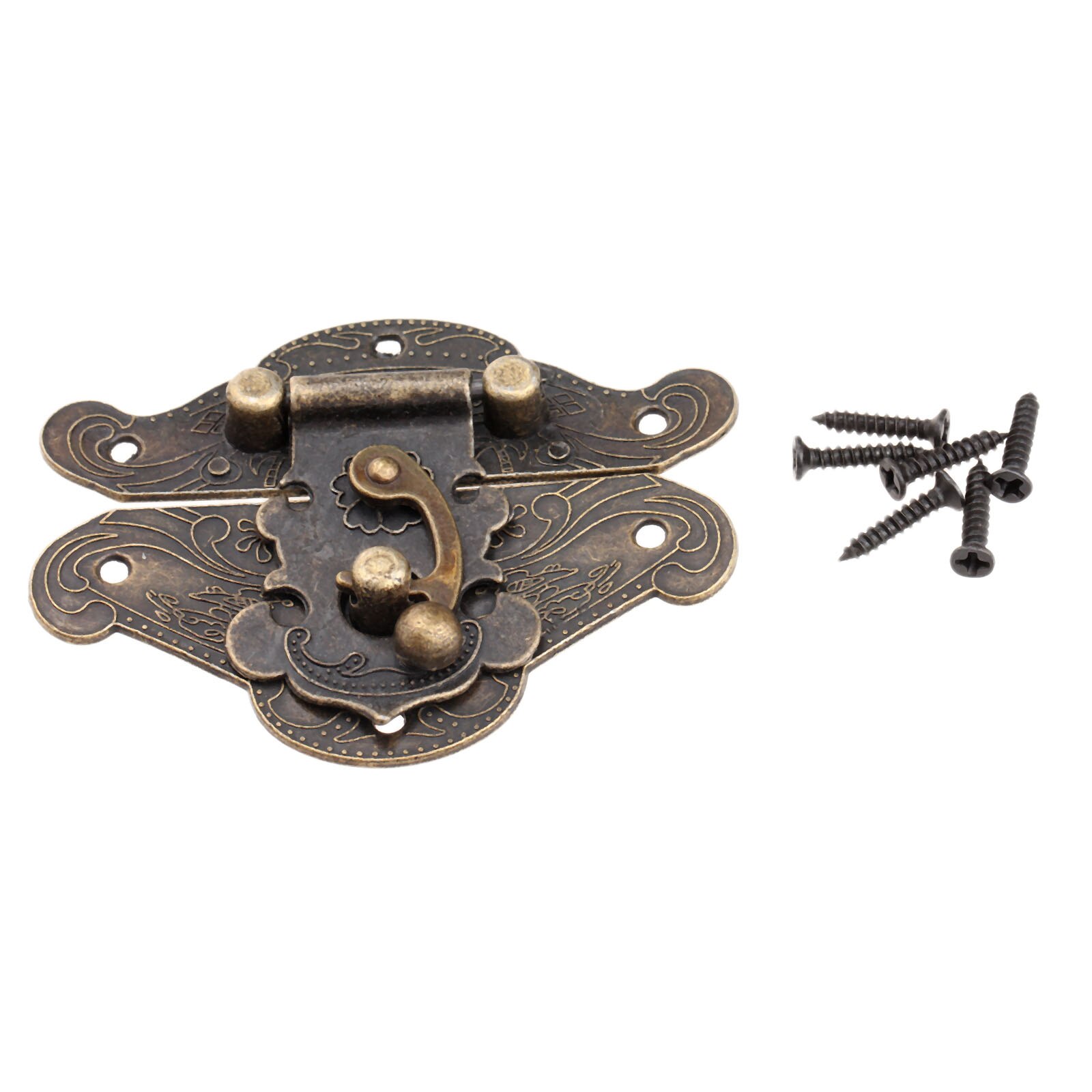 1PC Antike Bronze- Schrank Kasten verriegeln Haspe Möbel Hardware- Dekorative verriegeln Holz Schmuck Kasten Haspe Pad Brust sperren: Silber