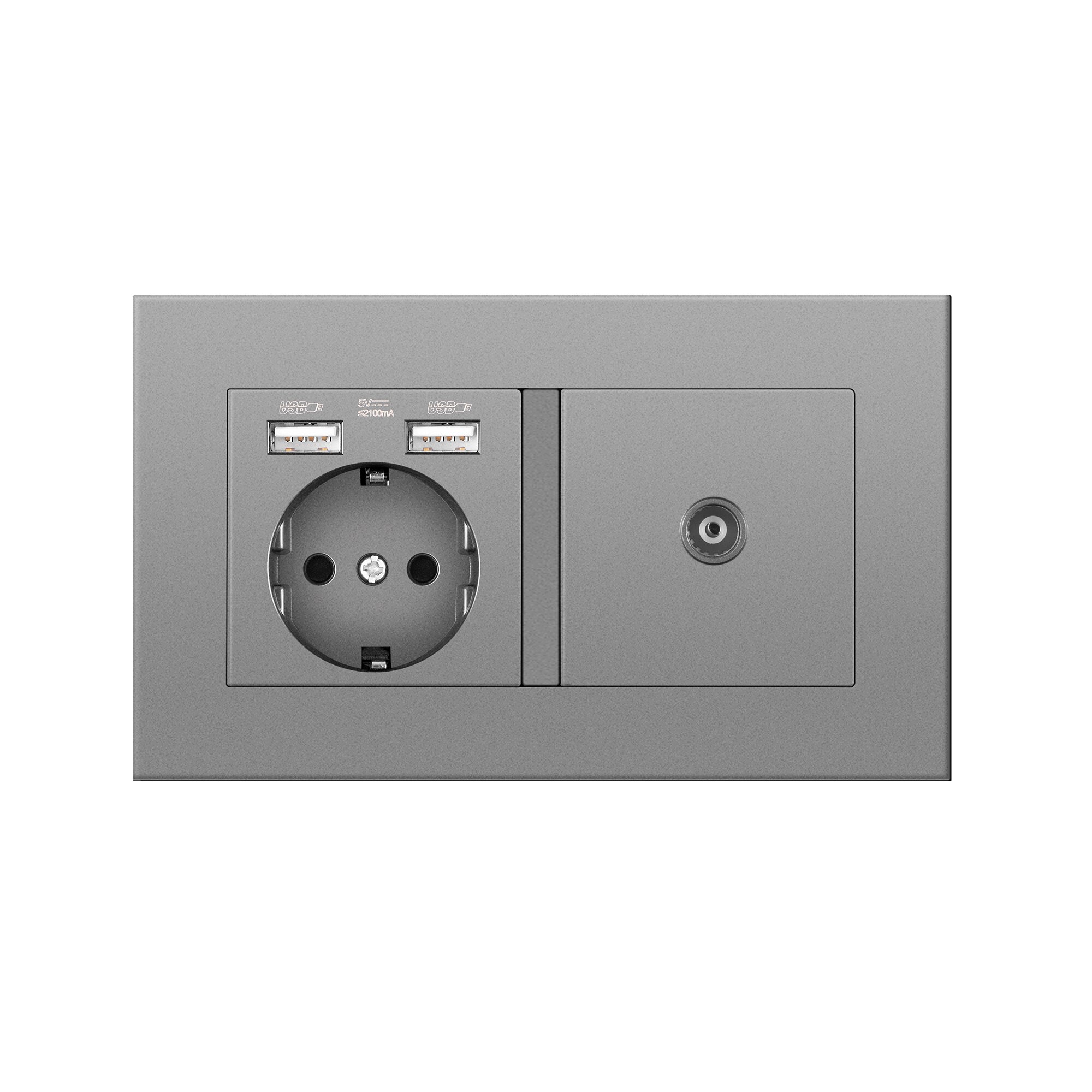 Germany home Wall Power Socket With DIY socket RJ45 switch TV computer Retardant PC panel 146*86mm Electricity outlet,Gray: SocketTV