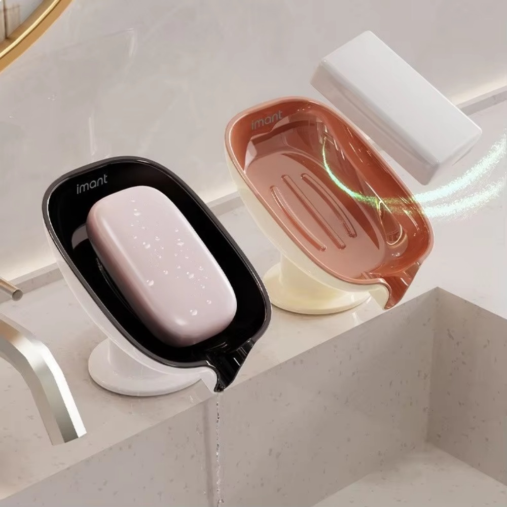 Self Draining Soap Dish Wall Mounted Bathroom Holder Portable Shower Shelf Organizer Non-Slip Bathtub Storage Accessories