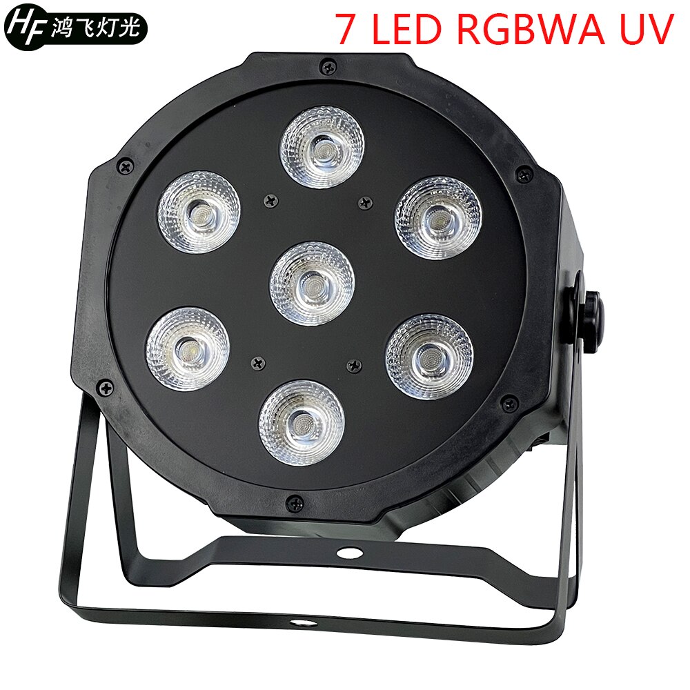 RGBWA UV 6-in-1 Bühne Led Par Licht DMX512 6-Farbe LED Flach Par Licht IN/OUT Stecker Stimme DJ Färben Lichter: 7 LED RGBWA UV / US PLUG