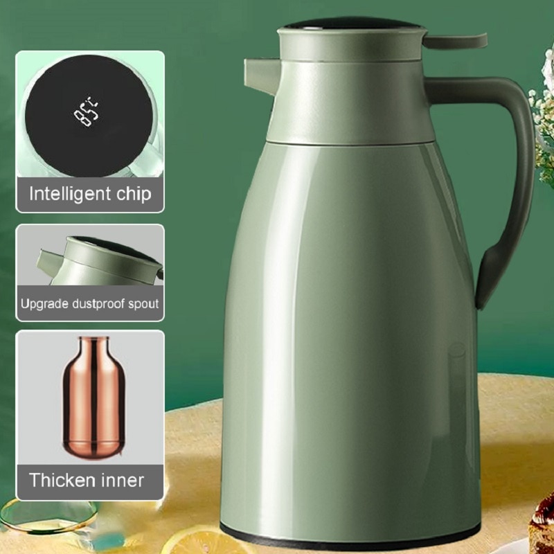 Olla de aislamiento con revestimiento de vidrio de gran capacidad, termo térmico de agua súper largo, frascos de vacío, jarra de aislamiento de café para el hogar