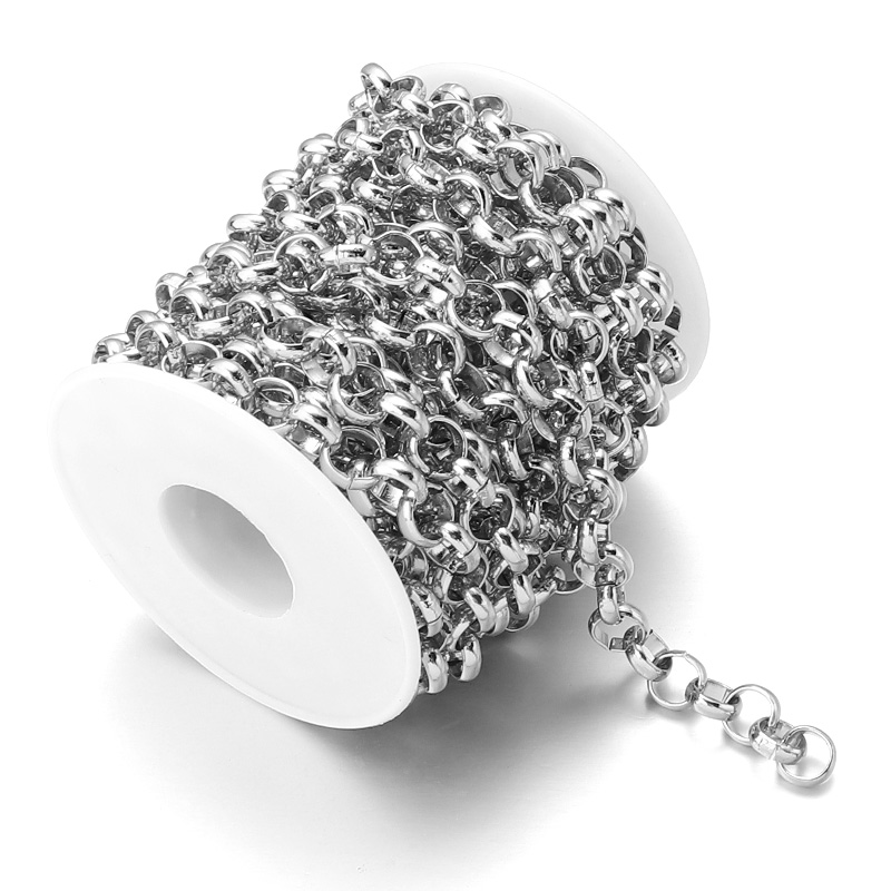 5 yardas/rolos de collar chapado en oro, cadenas Rolo, cadenas cruzadas de aluminio a granel para fabricación de joyas, cadena de eslabones fuertes, pulsera DIY