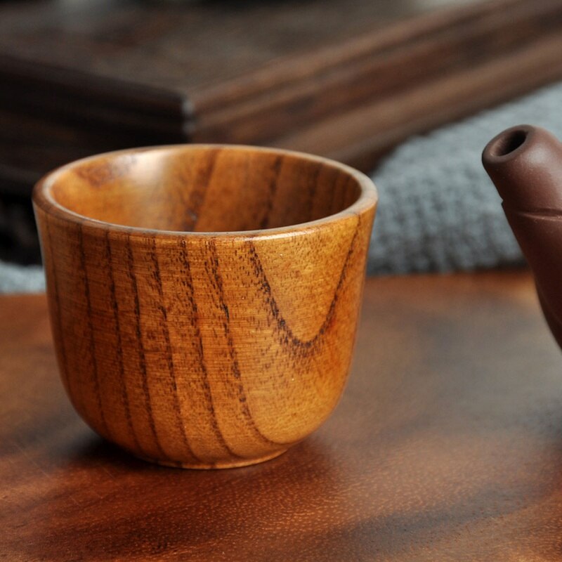 Japanese Style Natural Wooden Cup Reusable Environmental Protection Tea Coffee Milk Wine Cup Heat Insulation Water Cup