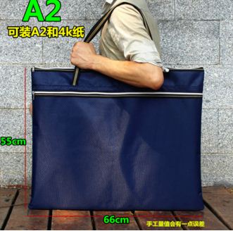 66*55 cm noir/bleu Portable toile A2 Double épaule dessin croquis conseil de stockage fichier sac école Art peinture dessin stockage: Blue
