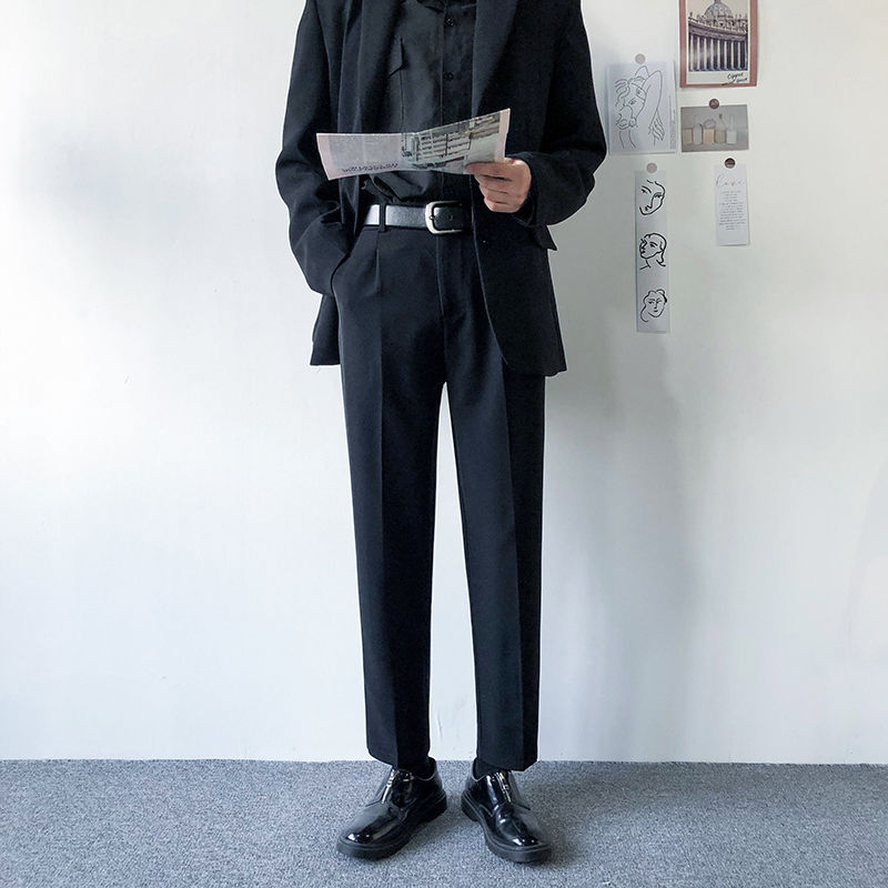 Mannen Broek Lente En Zomer Comfortabele Losse Effen Kleur Veelzijdige Broek Jongeren Mode Trend Mannen: black / S