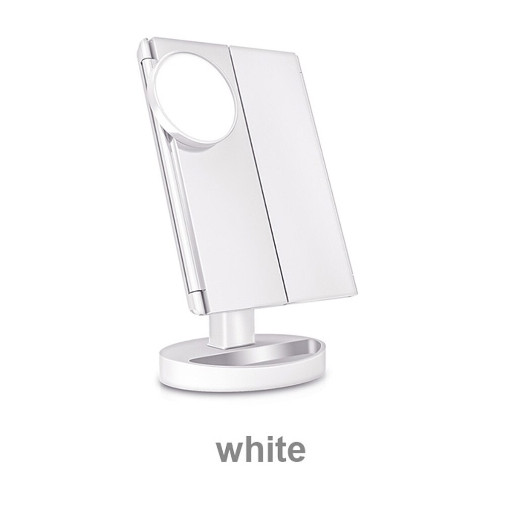 LED Touch Screen 22 Light Makeup Mirror Table Desktop Makeup 1X/2X/3X/10X Magnifying Mirrors Vanity 3 Folding Adjustable Mirror: white