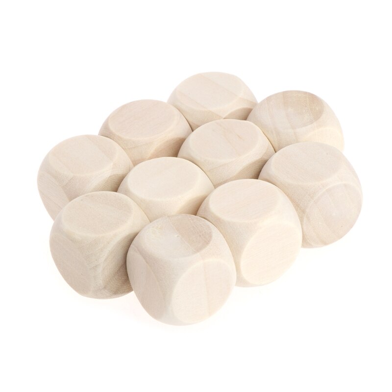 10 stuks 6 blanco houten dobbelstenen voor feestjes, familie, doe-het-zelf, spelletjes, printen, graveren, kinderspeelgoed 62kf