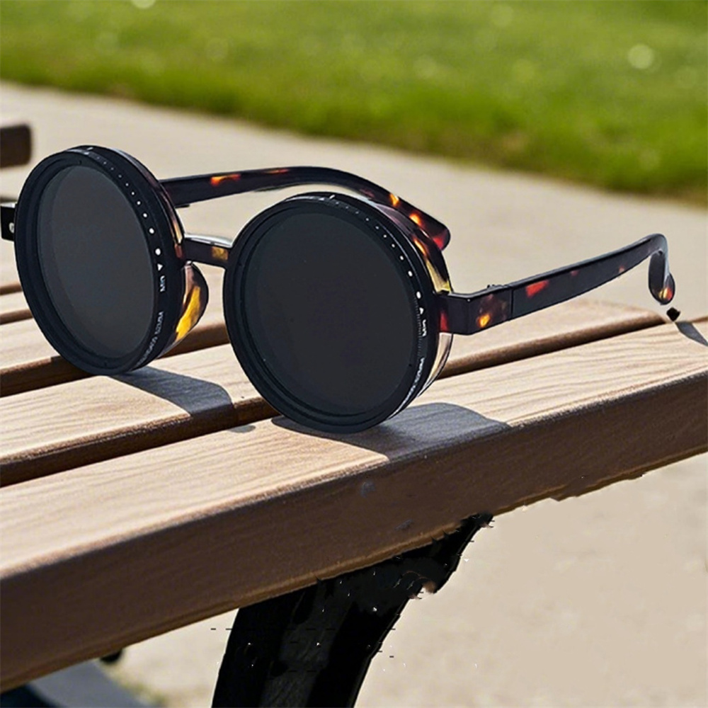 Justerbara 1-9 solglasögon fiske rundade polariserade glasögon med nd-filterlinser handgjorda retroglasögon unisex vintagestil: Lila