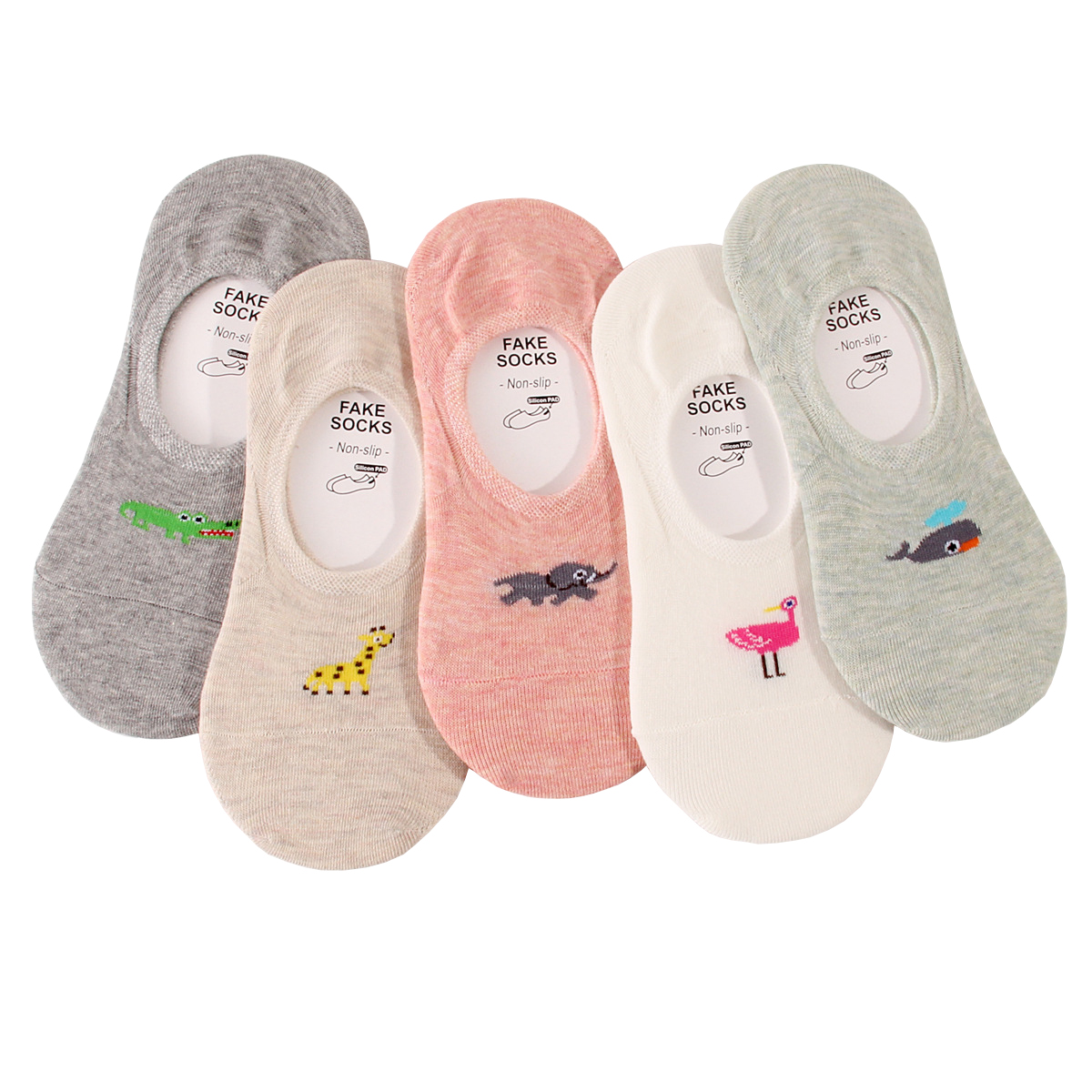 5 paires de chaussettes pour femmes, invisibles, en coton, dessin animé, respirantes, décontractées, courtes, basses, ne montrent pas, antidérapantes, pantoufles de bateau: Default Title