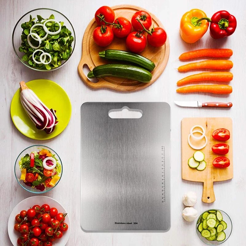 304 stainless steel cutting board wear resistant and rust proof kitchen rectangular chopping board cutting vegetables and fruits