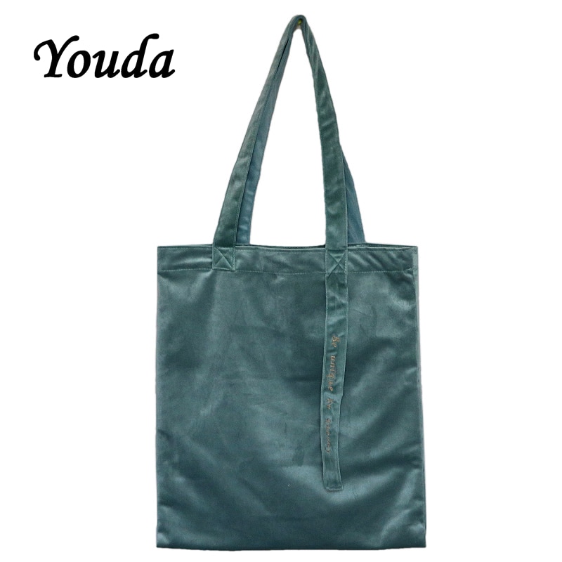 Youda fluwelen schoudertas met lint, vintage stijl, delicate handtas, geborduurde dames boodschappentassen, effen handtassen
