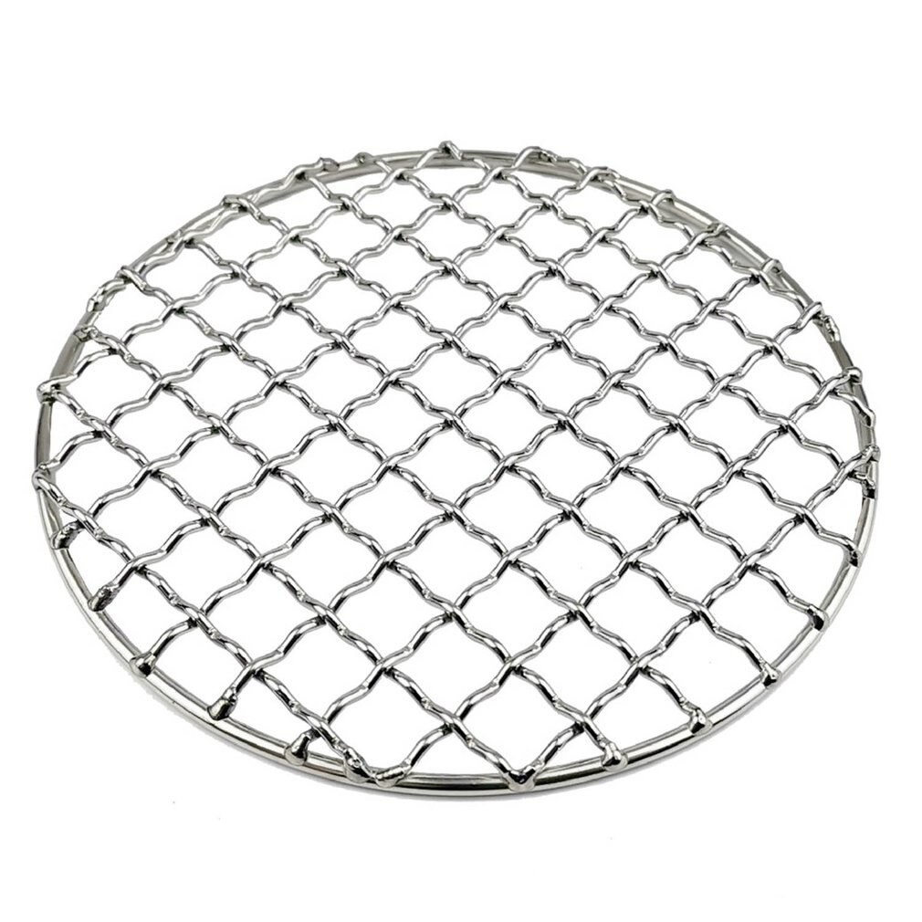 1Pcs Stainless Steel BBQ Grill Wire Mesh Rack BBQ Cooking Grill Net Racks Holders Kitchen Outdoor Cook Tools BBQ Mesh Rack: circular