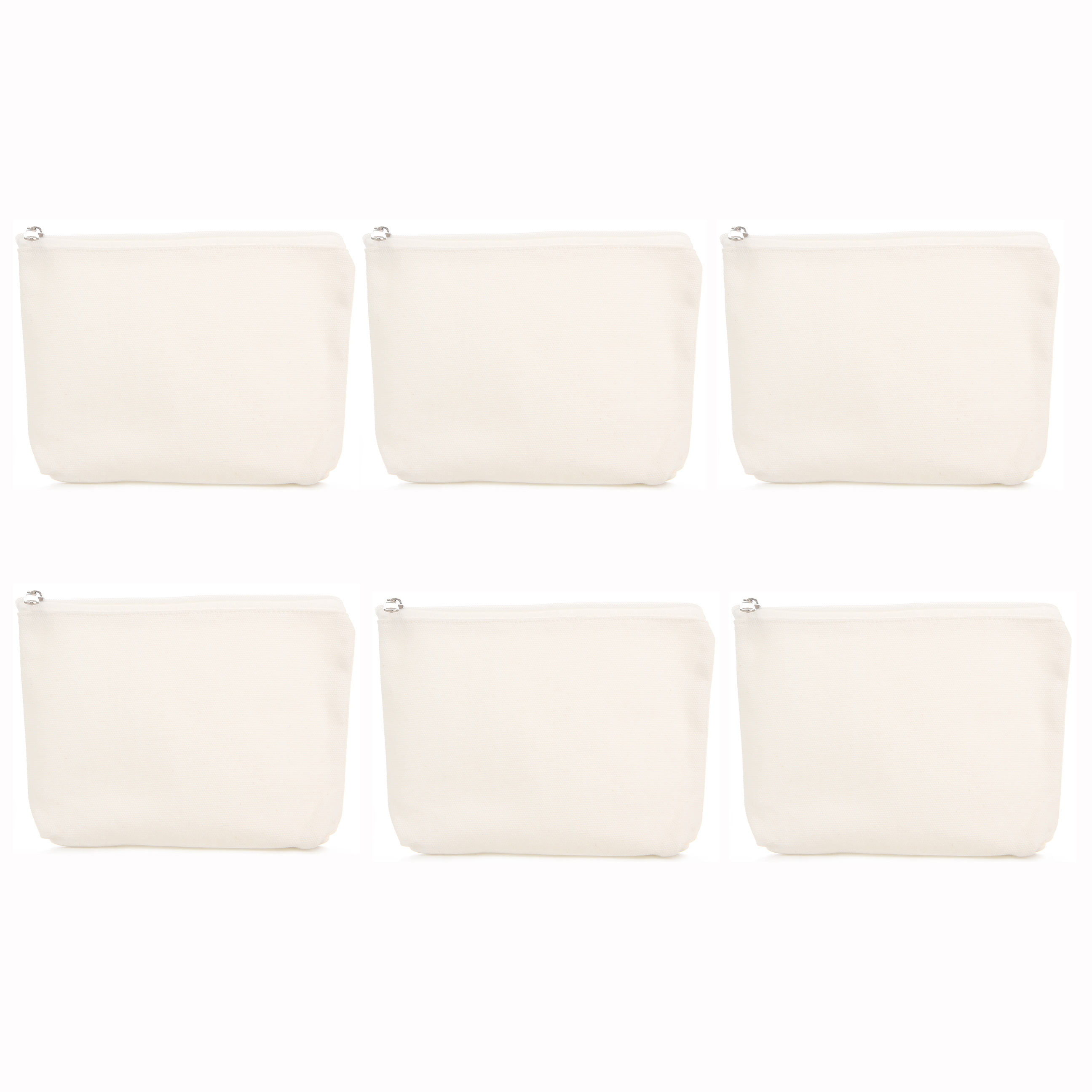 Bright Creations Canvas Makeup Bags with Zipper (6 Pack) 6 x 5 Inches, Off White DIY Cosmatic Bag