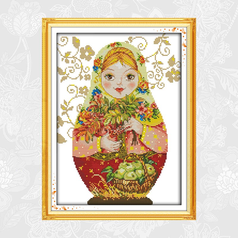 Russian Doll Patterns Cross Stitch Kits Printed Aida Canvas 14CT 11CT Chinese Embroidery Sets DIY Handmade Needlework Crafts