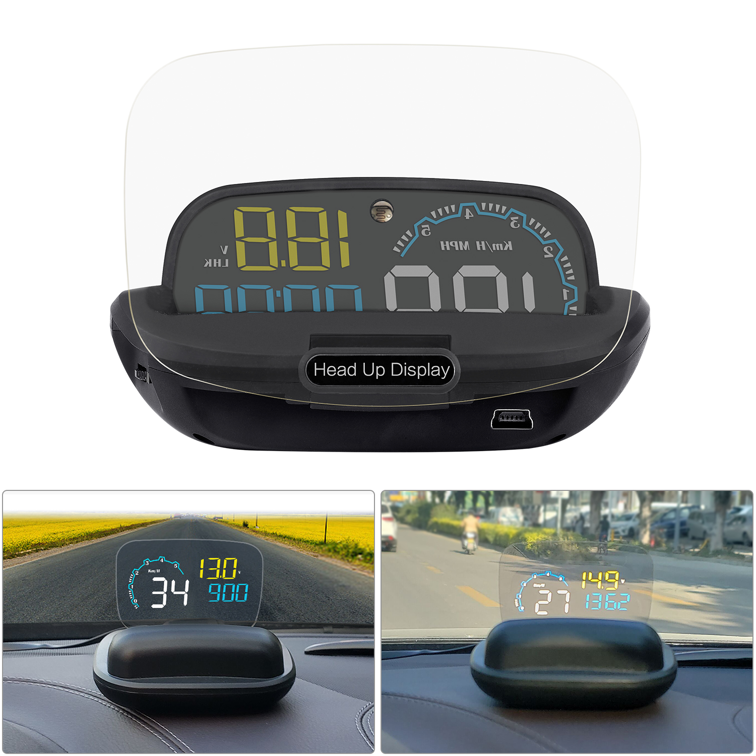 HUD Head-up Display Tachometer Temperatur Alarm OBD2 Smart Auto System Auto Elektronik Projektor Auf die Auto Windschutzscheibe
