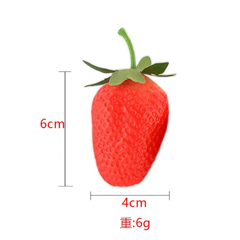 10pcs Plastic Strawberry Raspberry Mini PVC Strawberry Slice Model Simulation Fruit Home Decoration Christmas Props Model: Big strawberry