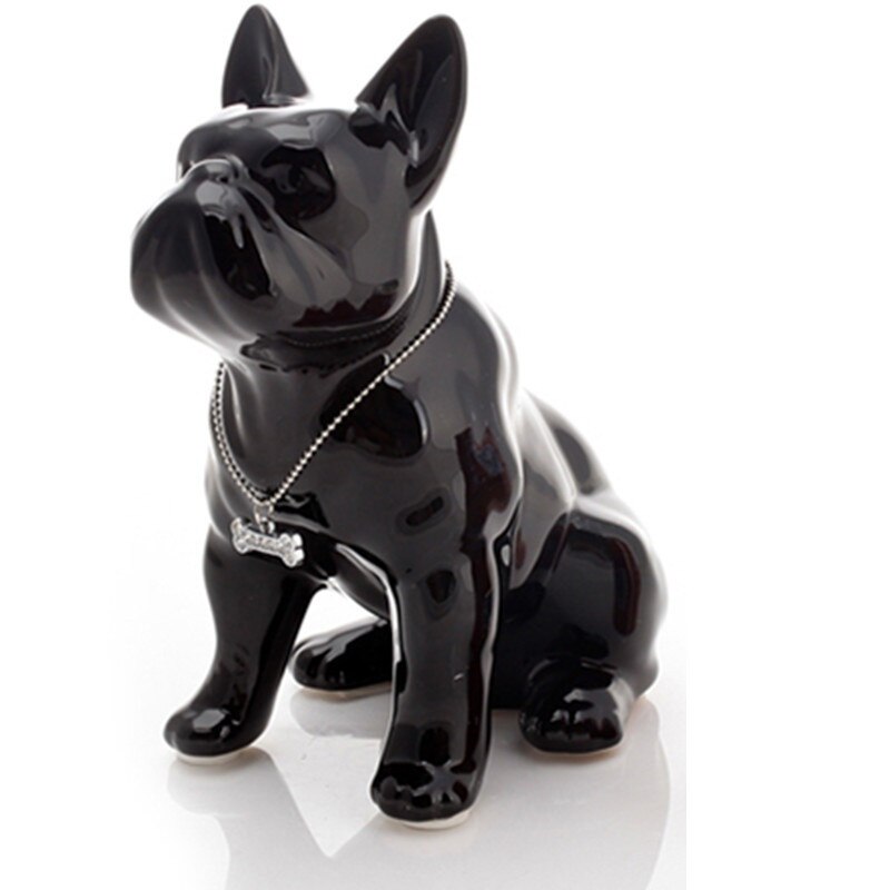 MODERN SIMPLE SIMULATION ANIMAL CERAMICS PET DOG FRENCH BULLDOG STATUE LIVING ROOM ENTRYWAY DECORATION ART&CRAFT X4434