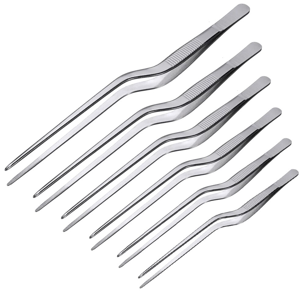 14/16/20/23/26/30cm kjøkken pinsett bbq mat pinsett klipp mini høvetang rustfritt stål bærbar for piknik grillmatlaging