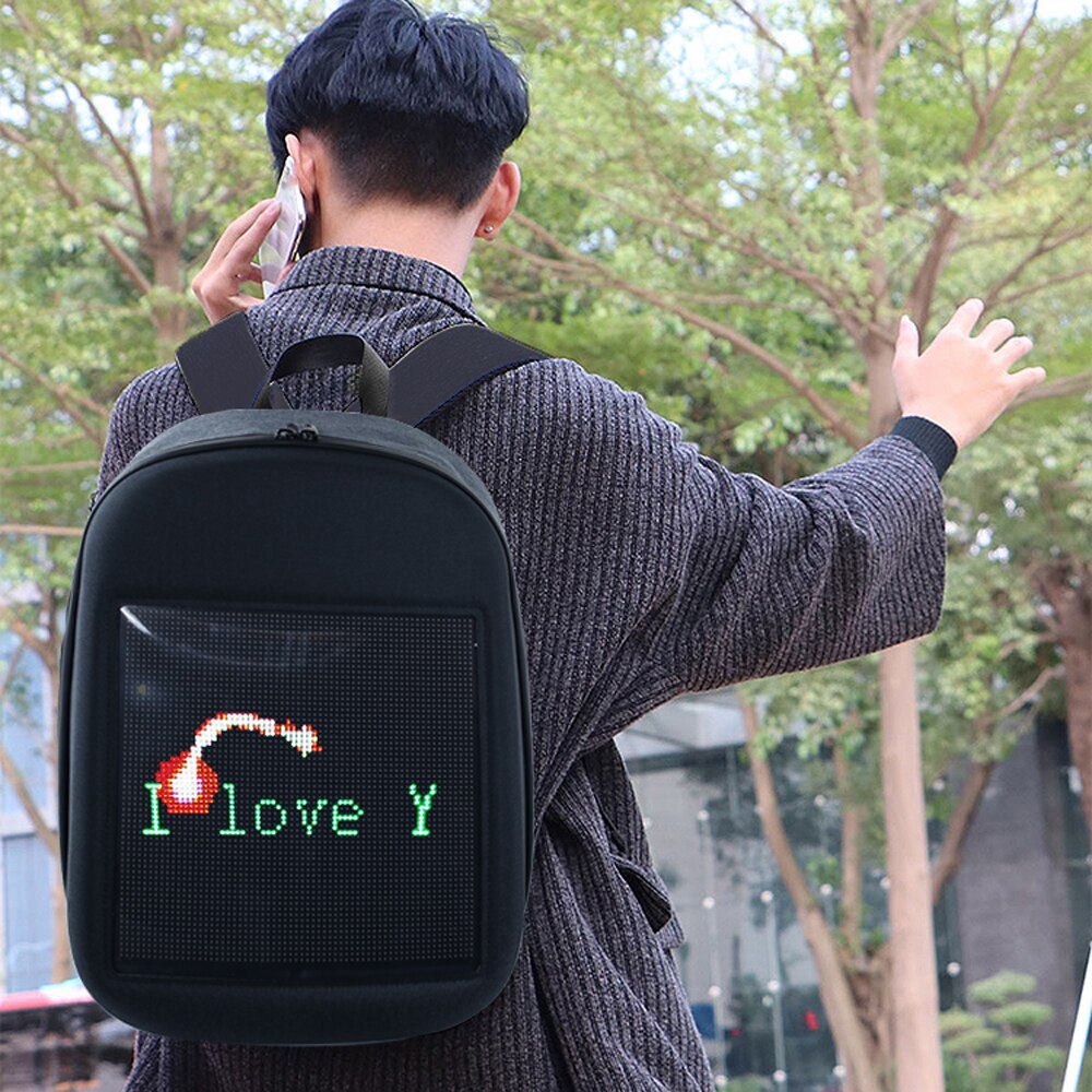 LED Display Screen Backpack Outdoor Dynamic Advertise Backpack DIY Wireless LED Walking Advertising Backpack APP control Screen