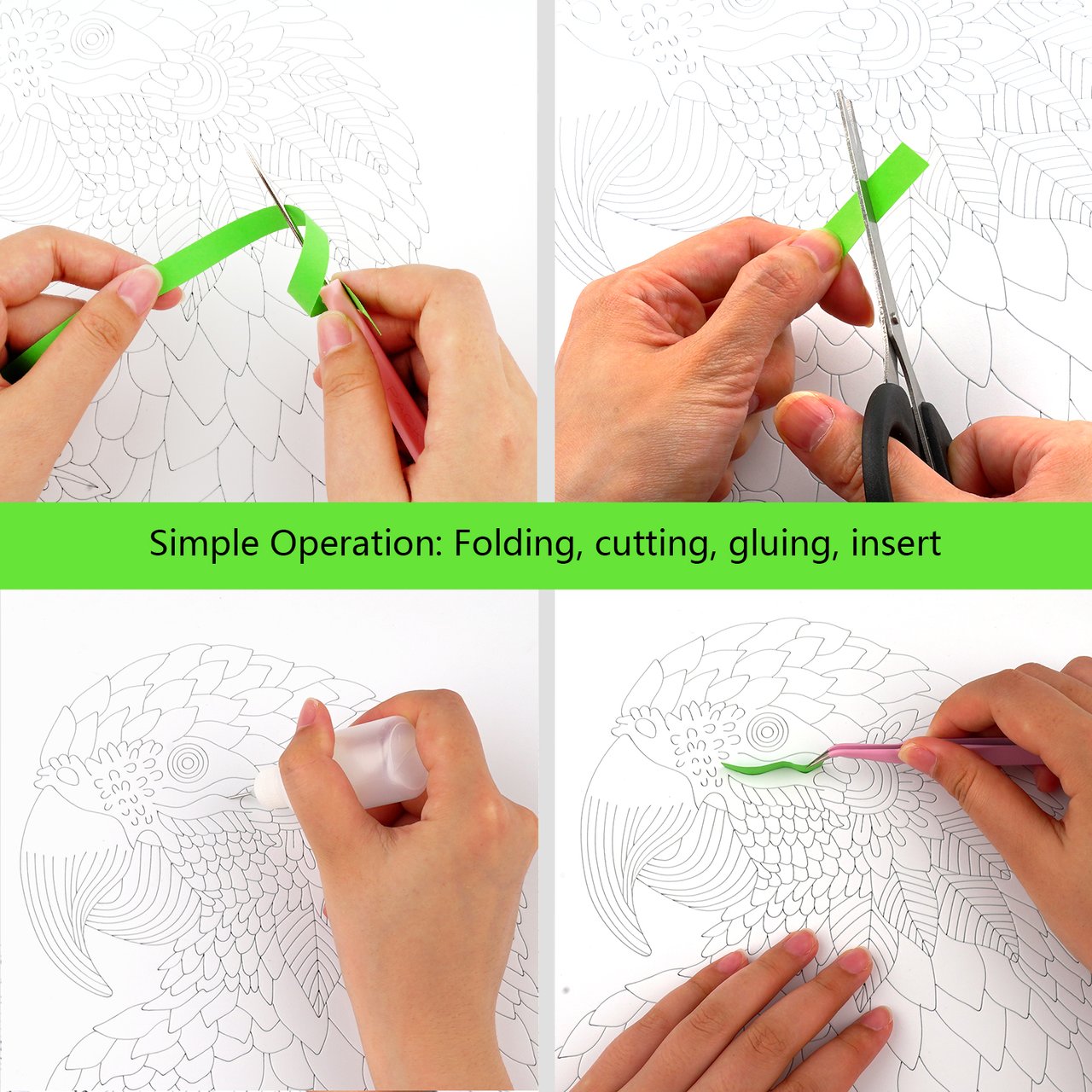 Quilling Paper Filigree Painting Quilling Kits Paint Wise Parrot Exquite DIY Craft Beautiful Wall Decoration Best 20 Inch