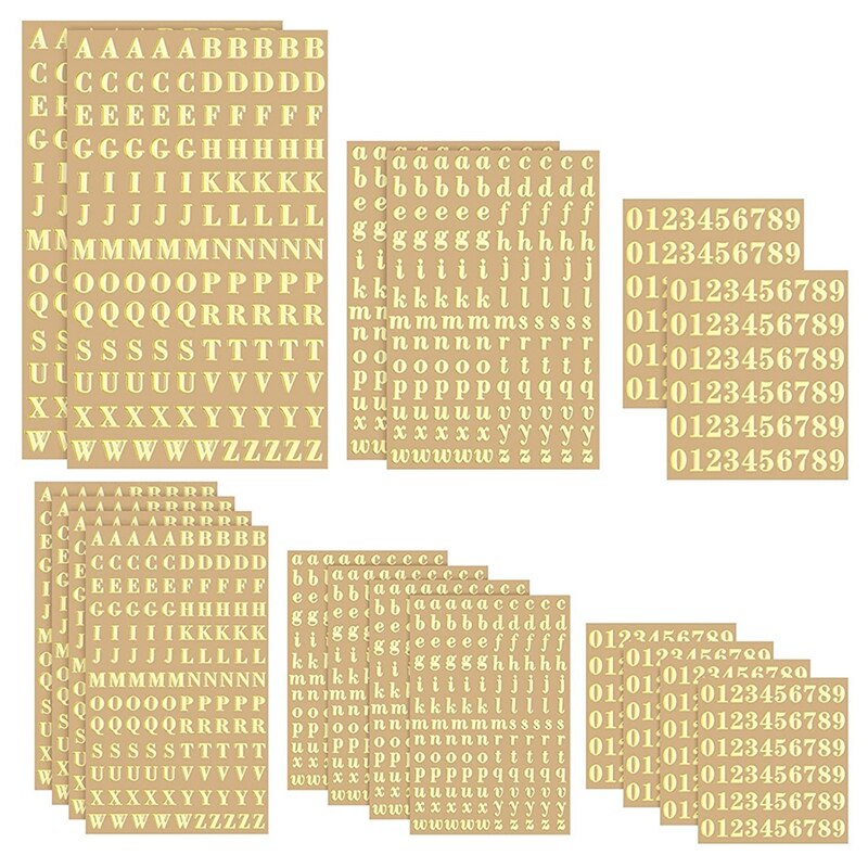 Pegatinas de letras pequeñas para números, autoadhesivas, prácticas, 18 hojas: Default Title