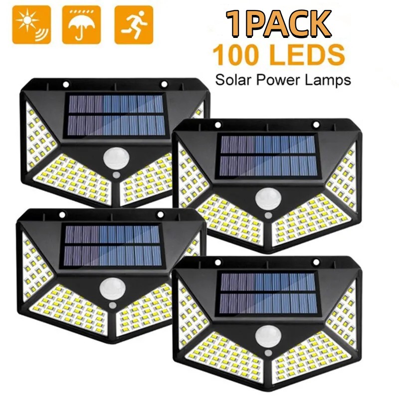 1/2/4/6 Stuks 100 Led Wandlampen Outdoor Solar Lamp PIR Bewegingssensor Zonne-energie zonlicht Straat Licht Voor Tuin Decoratie