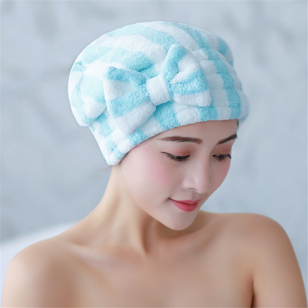 Gorro de microfibra de secado rápido, para el pelo turbante, toalla envolvente con lazo para Spa, gorro de ducha grueso, accesorios para el baño