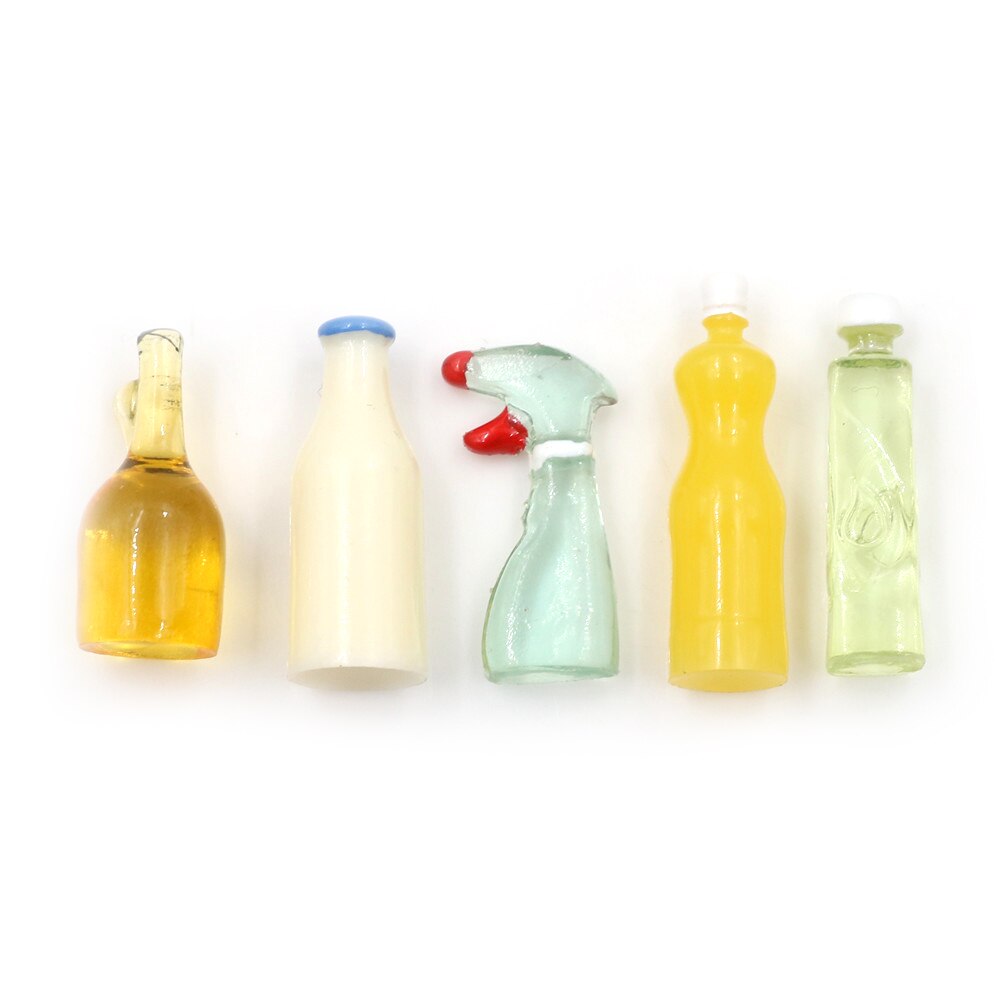 1:12 Scale Toy 5 Pieces Plastic Kitchen Bottles Height 3cm Dollhouse Miniature for Doll Accessories
