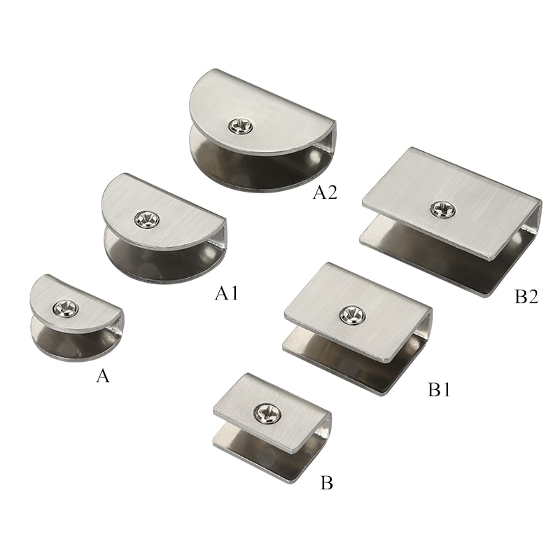 Abrazaderas de vidrio de acero inoxidable, soportes fijos, estantes montados en la pared, soportes de esquina, Clips de armario, 2 uds.