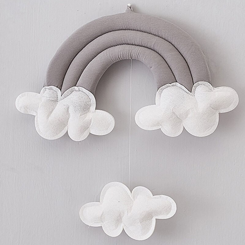 Decoración de tienda de campaña para colgar en la cama del bebé INS con nubes, decoración para la habitación de los niños, accesorios de fotografía, colgante de pared para guardería con gotas de agua y nubes: Grey