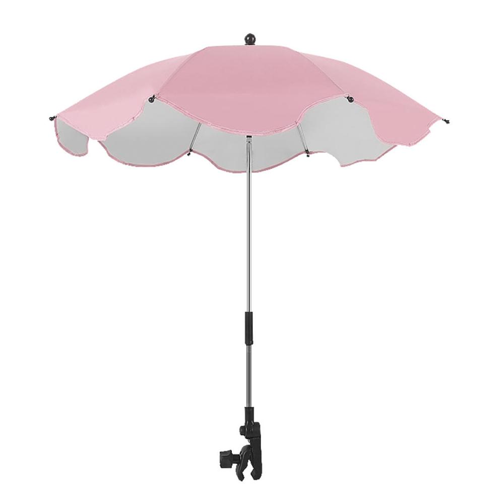Universal baby barnevogn paraply skygge paraply uv parasol til klapvogn, klapvogn universal klemme solbeskyttelse paraply: Lyserød