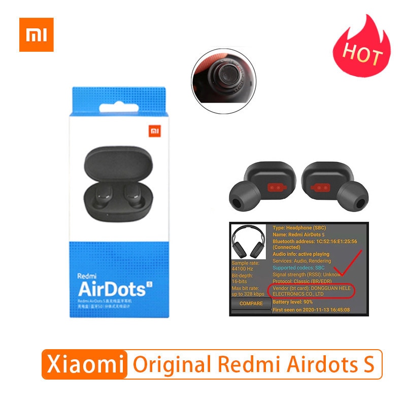 Originele Xiaomi Redmi Airdots S Tws Draadloze Koptelefoon Bluetooth Redmi Airdots Mi True Draadloze Headset Met Microfoon Ruisonderdrukking