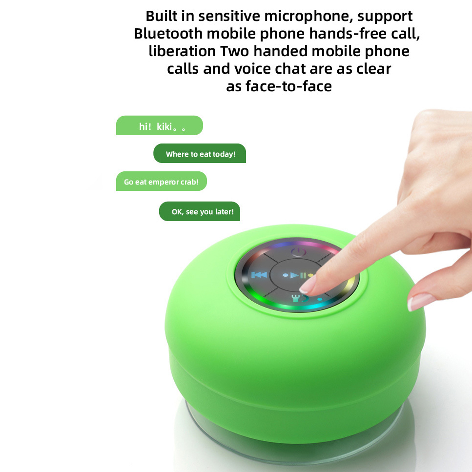 Mini-Bluetooth-Lautsprecher, wasserdicht, für Badezimmer, Audio-, kabellose Duschlautsprecher, RGB-Licht für Telefon, Soundbar, freihändiger Autolautsprecher