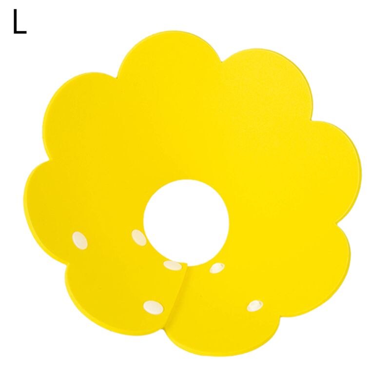 Flower Shaped Cat Recovery Collar Elizabethan Collar Wound Healing Protective Cone for Kitten Puppy: Yellow-L