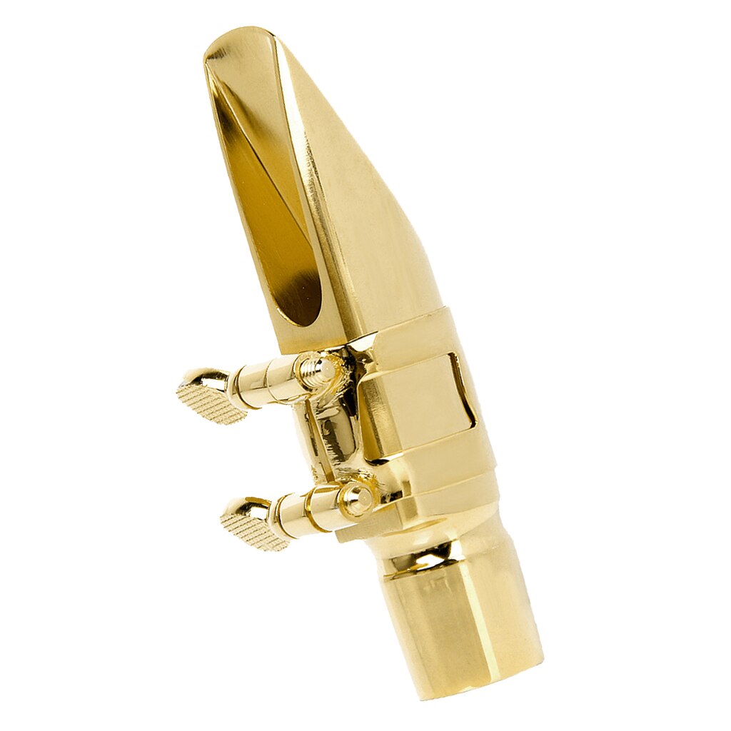 Golden Plated Alto Sax Saxophone Mouthpiece #6 Metal with Cap and Ligature high Baffle Special Tone Chamber