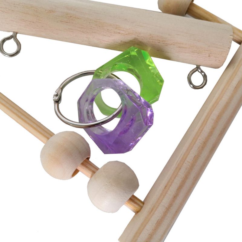 Columpio para aves de madera, soporte de percha con cuentas de goma, jaula para dormir, juguetes de juego para periquitos y Conure